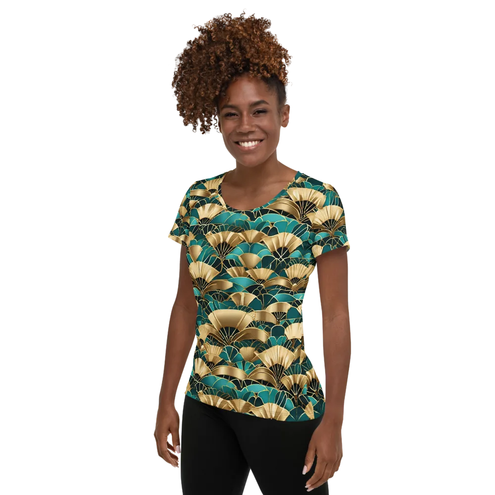 Gilded Fans on Women's Athletic T-Shirt — Left
