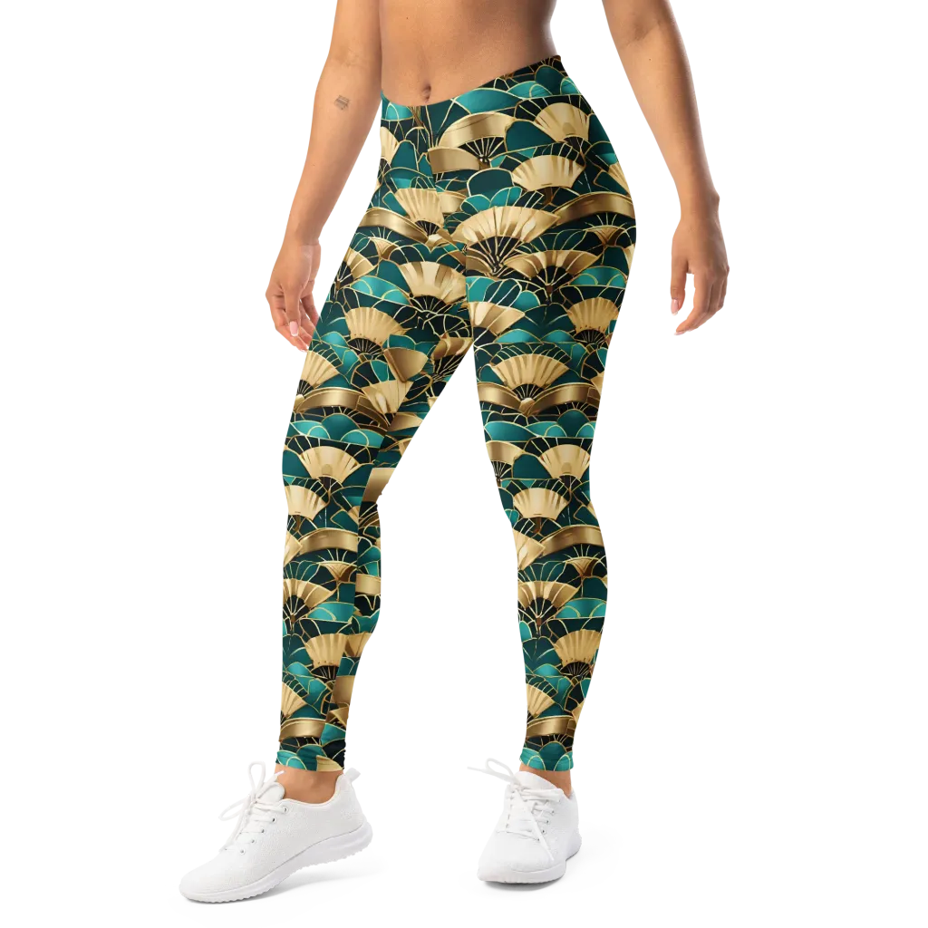 Gilded Fans on Leggings — Left Front