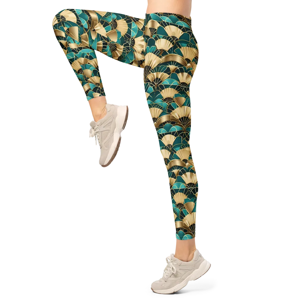 Gilded Fans on Leggings — Left