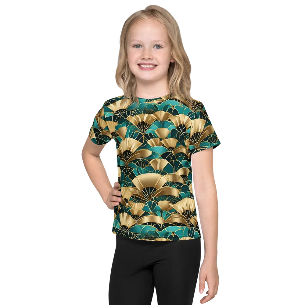 Gilded Fans on Kids Crew Neck T-Shirt — Front