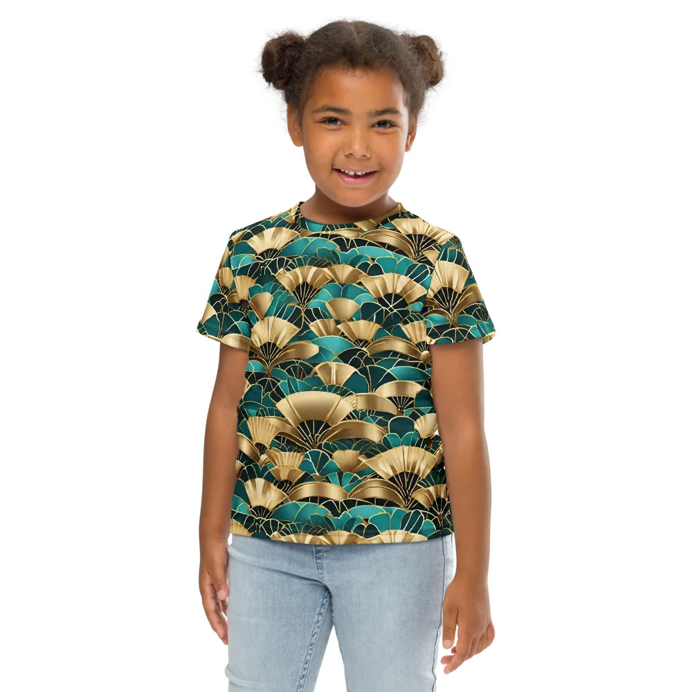 Gilded Fans on Kids Crew Neck T-Shirt — Front