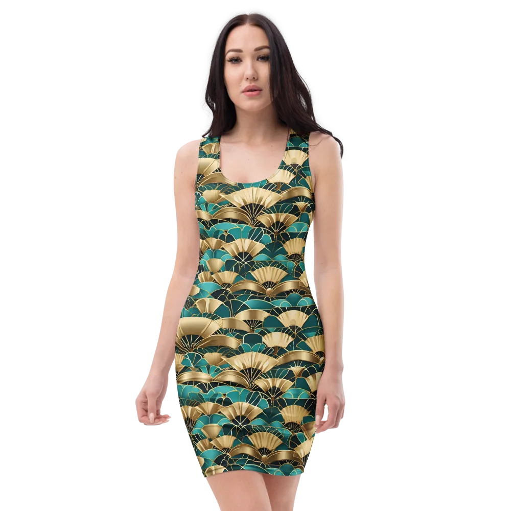 Gilded Fans on Bodycon Dress — Front