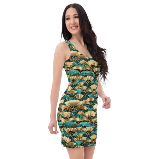 Gilded Fans on a Bodycon Dress