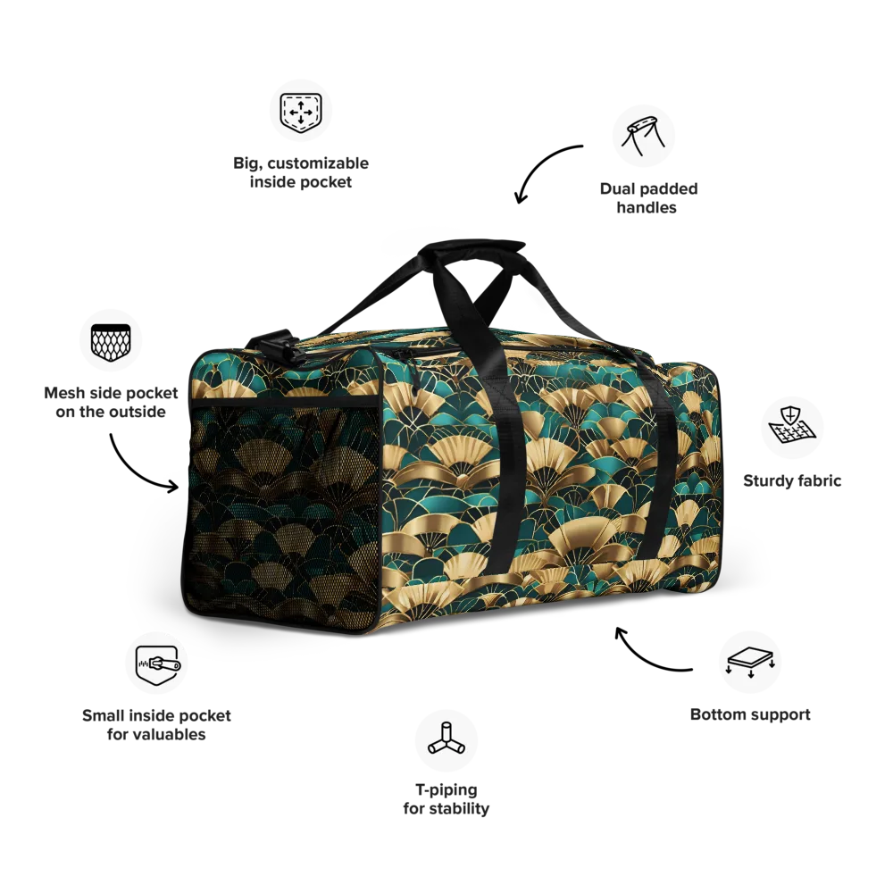 Gilded Fans on Duffle Bag — Right Front