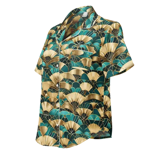 Gilded Fans on a Women's Short Sleeve Pajama Top