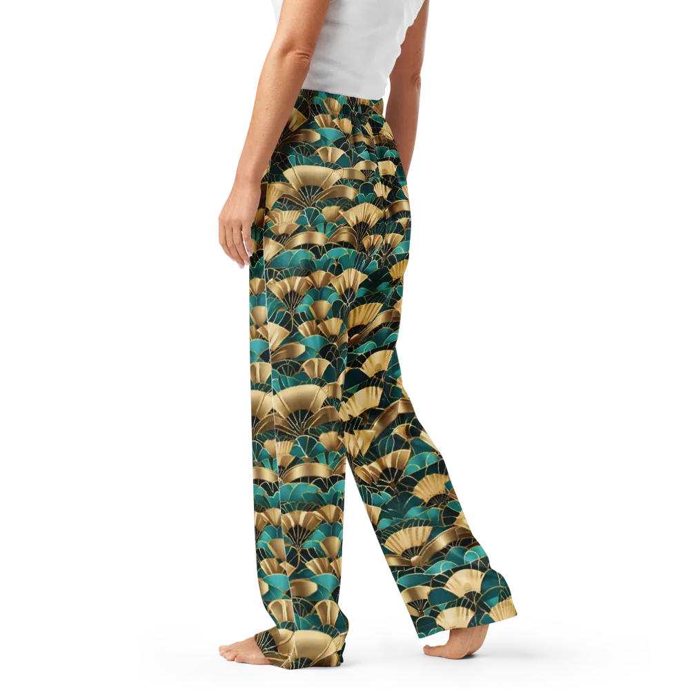 Gilded Fans on Women's Pajama Pants — Left
