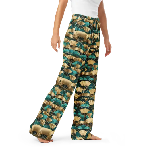 Gilded Fans on a Women's Pajama Pants