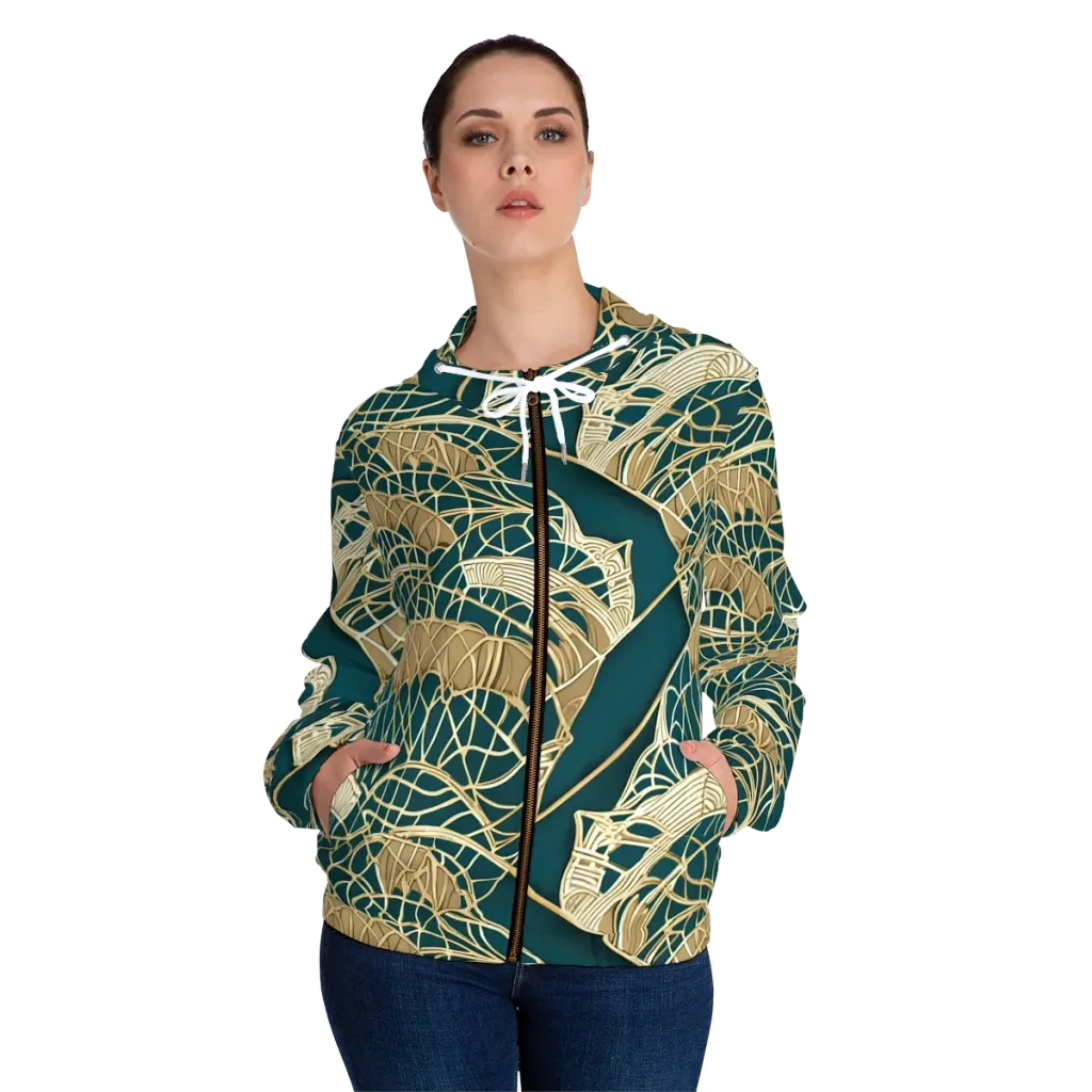 Venetian Canopy on Women's Full-Zip Hoodie — Front On Person