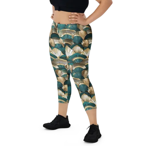 Gilded Fan Deco on a Capri Leggings