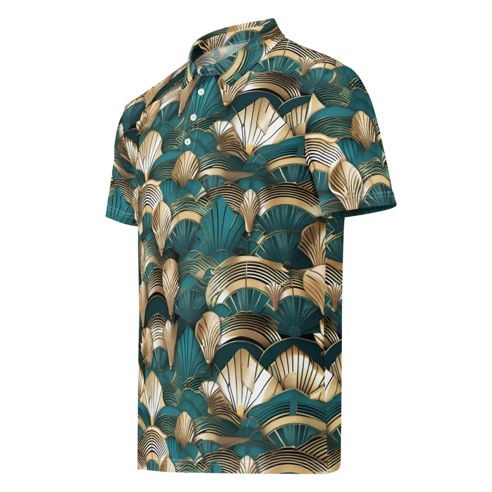 Gilded Fan Deco on Men's Slim Fit Polo Shirt — Left Front