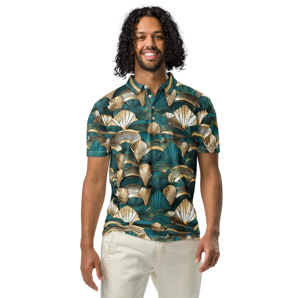Gilded Fan Deco on Men's Slim Fit Polo Shirt — Front
