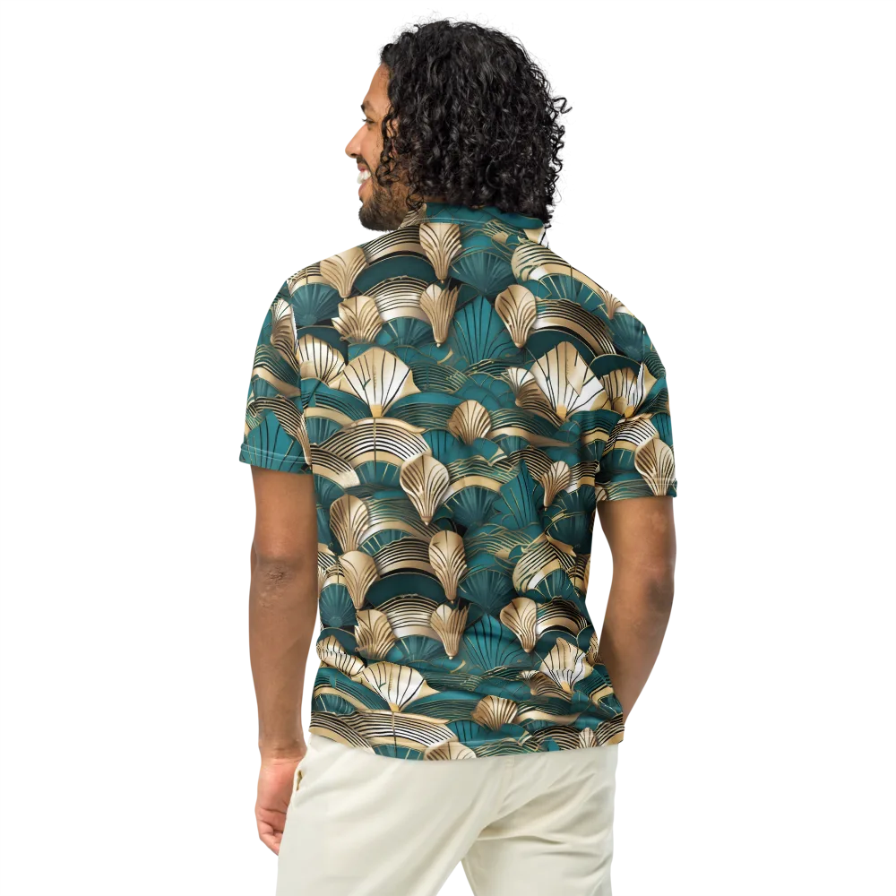 Gilded Fan Deco on Men's Slim Fit Polo Shirt — Back
