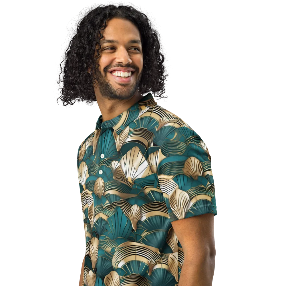 Gilded Fan Deco on Men's Slim Fit Polo Shirt — Left Front