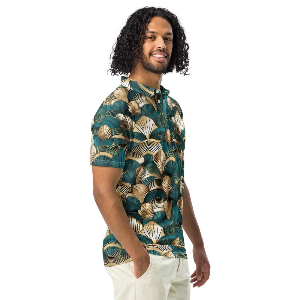 Gilded Fan Deco on Men's Slim Fit Polo Shirt — Right Front
