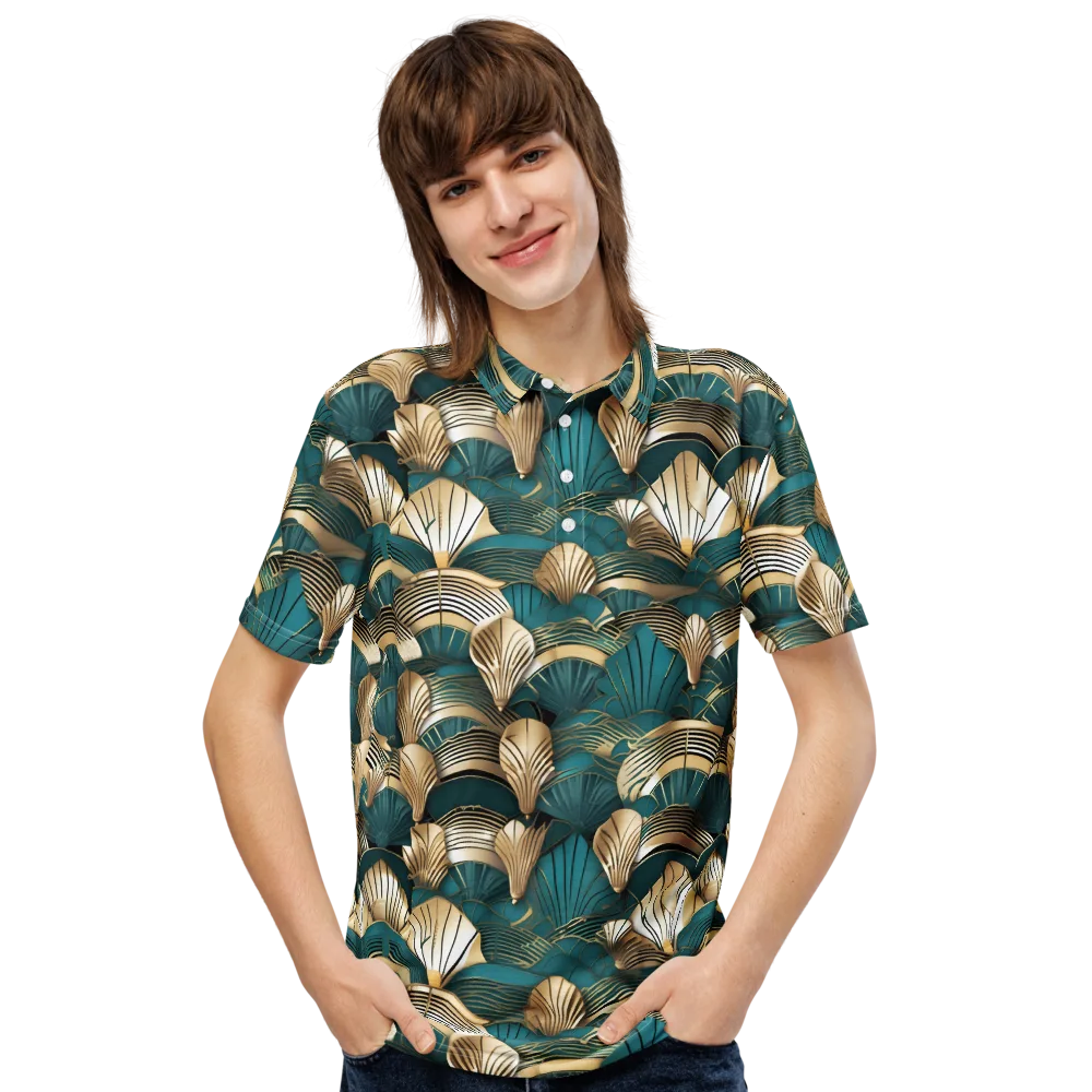 Gilded Fan Deco on Men's Slim Fit Polo Shirt — Front