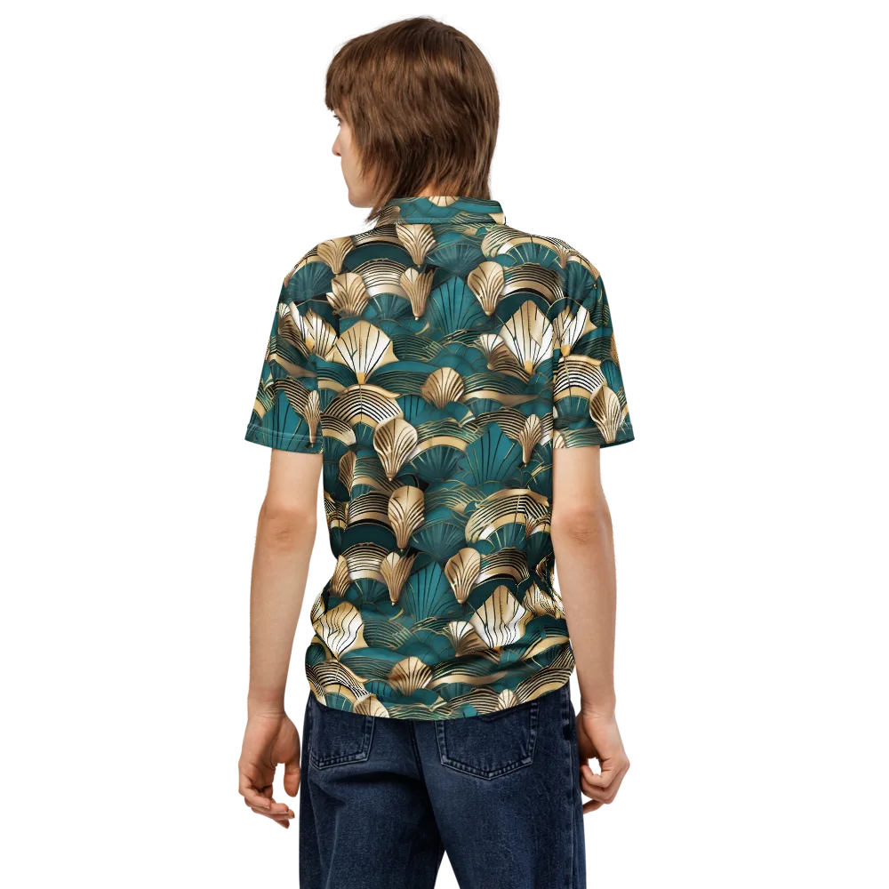 Gilded Fan Deco on Men's Slim Fit Polo Shirt — Back