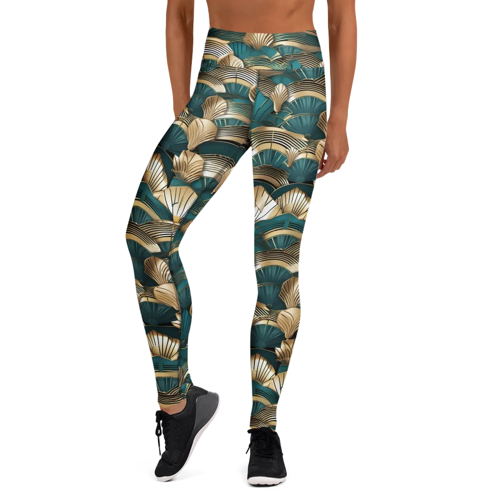 Gilded Fan Deco on Yoga Leggings — Front