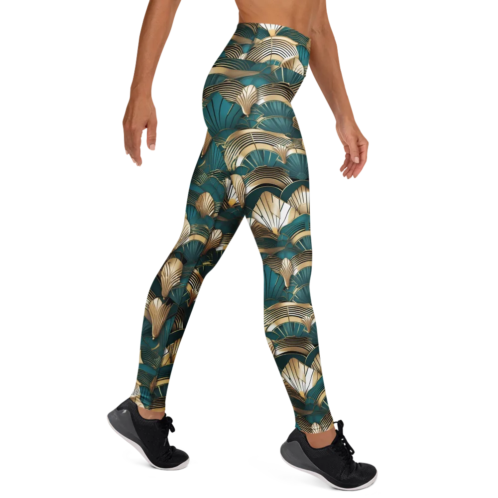 Gilded Fan Deco on Yoga Leggings — Right