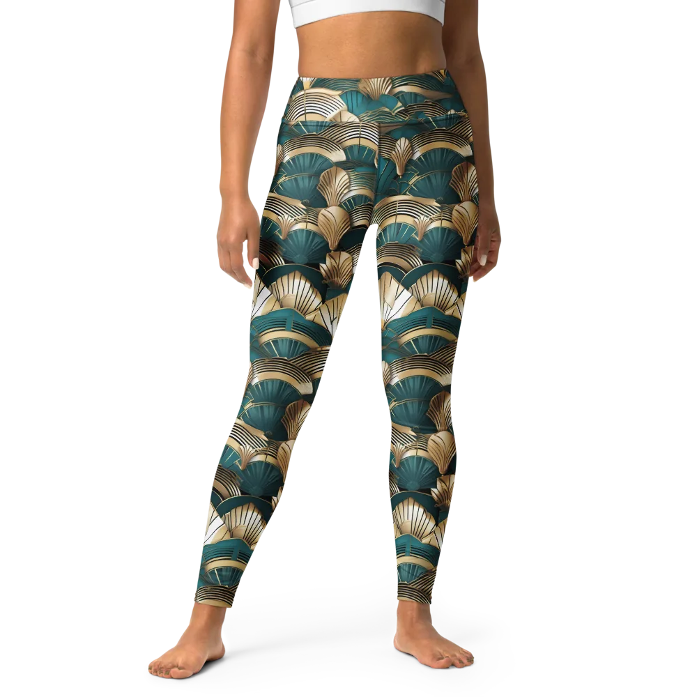 Gilded Fan Deco on Yoga Leggings — Front