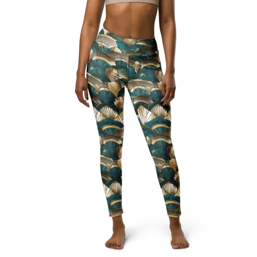 Gilded Fan Deco on a Yoga Leggings