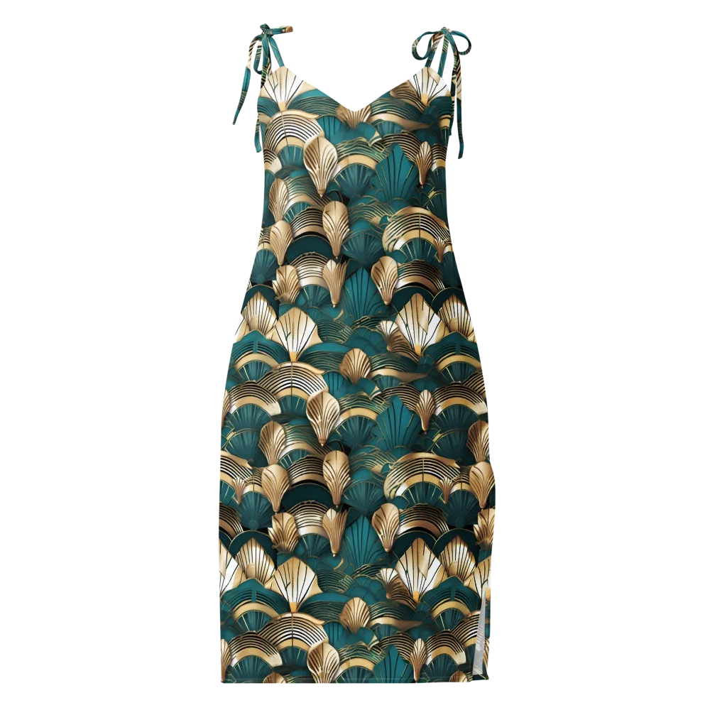Gilded Fan Deco on Slip Dress — Front