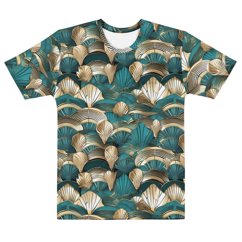 Gilded Fan Deco on Men's Cotton Crew Neck T-Shirt — Front