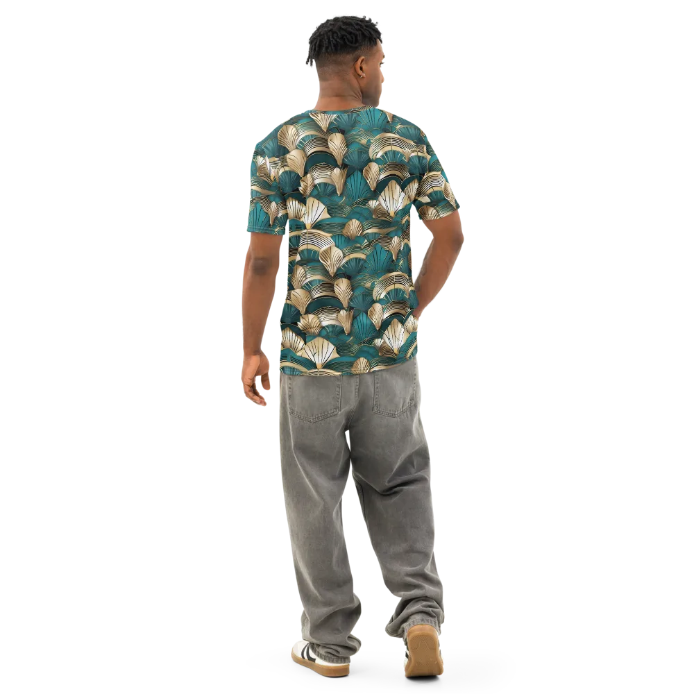 Gilded Fan Deco on Men's Cotton Crew Neck T-Shirt — Back