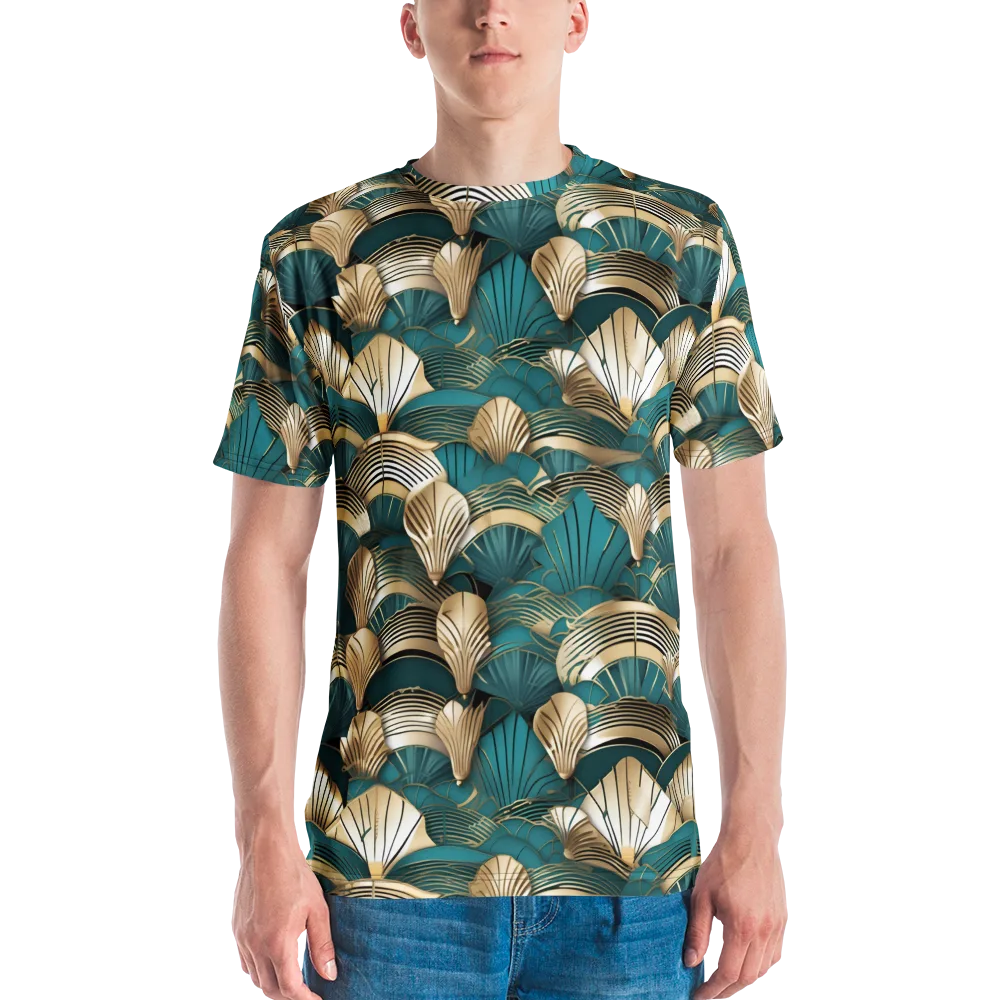 Gilded Fan Deco on Men's Crew Neck T-Shirt — Front