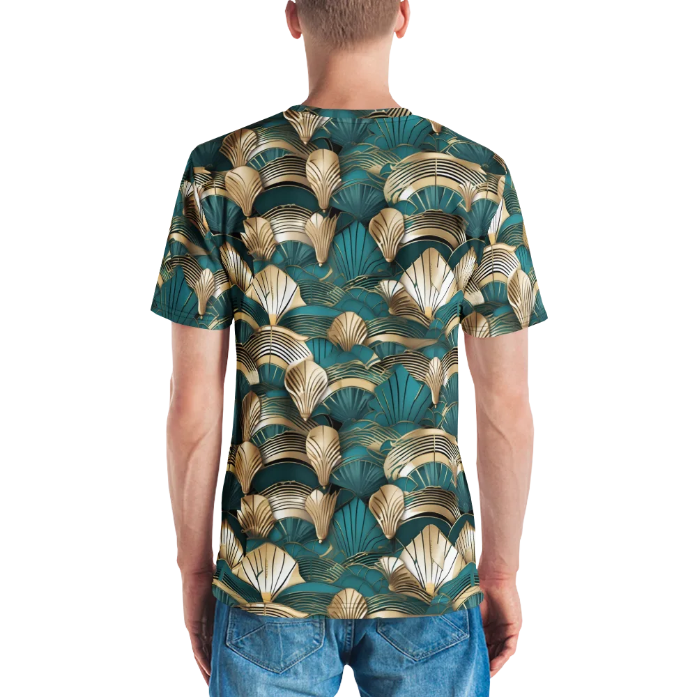 Gilded Fan Deco on Men's Crew Neck T-Shirt — Back