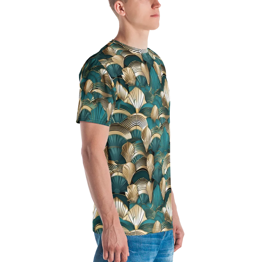 Gilded Fan Deco on Men's Crew Neck T-Shirt — Right