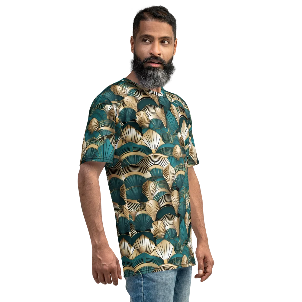 Gilded Fan Deco on Men's Crew Neck T-Shirt — Right