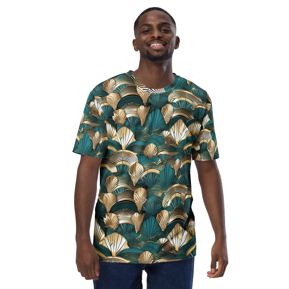 Gilded Fan Deco on Men's Crew Neck T-Shirt — Front