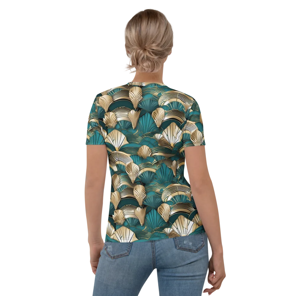 Gilded Fan Deco on Women's Crew Neck T-Shirt — Back