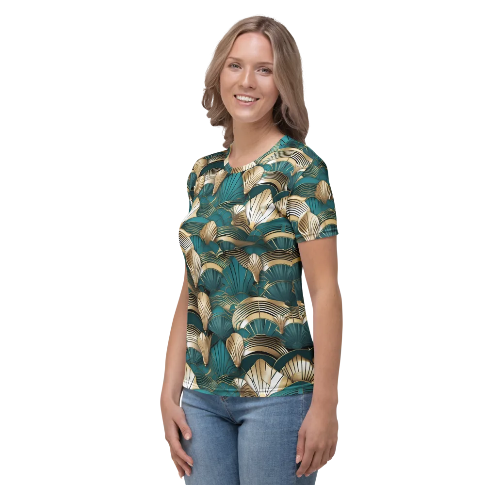 Gilded Fan Deco on Women's Crew Neck T-Shirt — Left