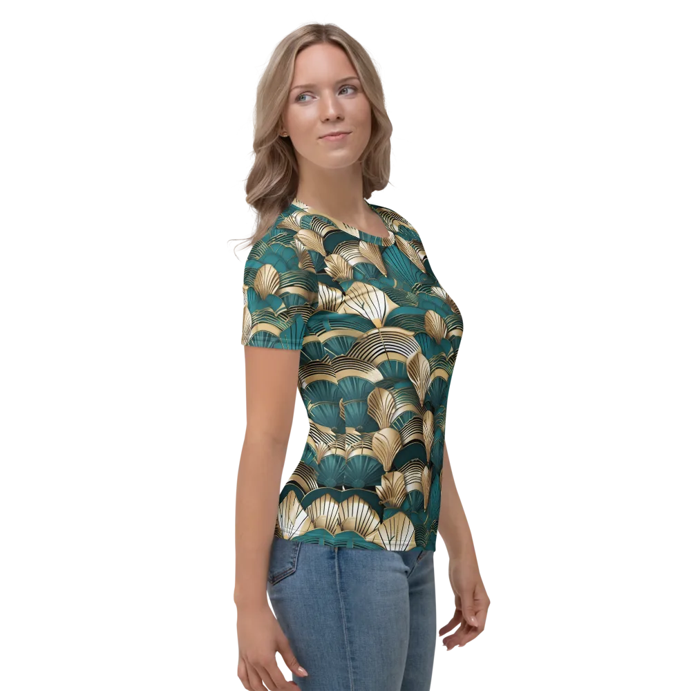 Gilded Fan Deco on Women's Crew Neck T-Shirt — Right
