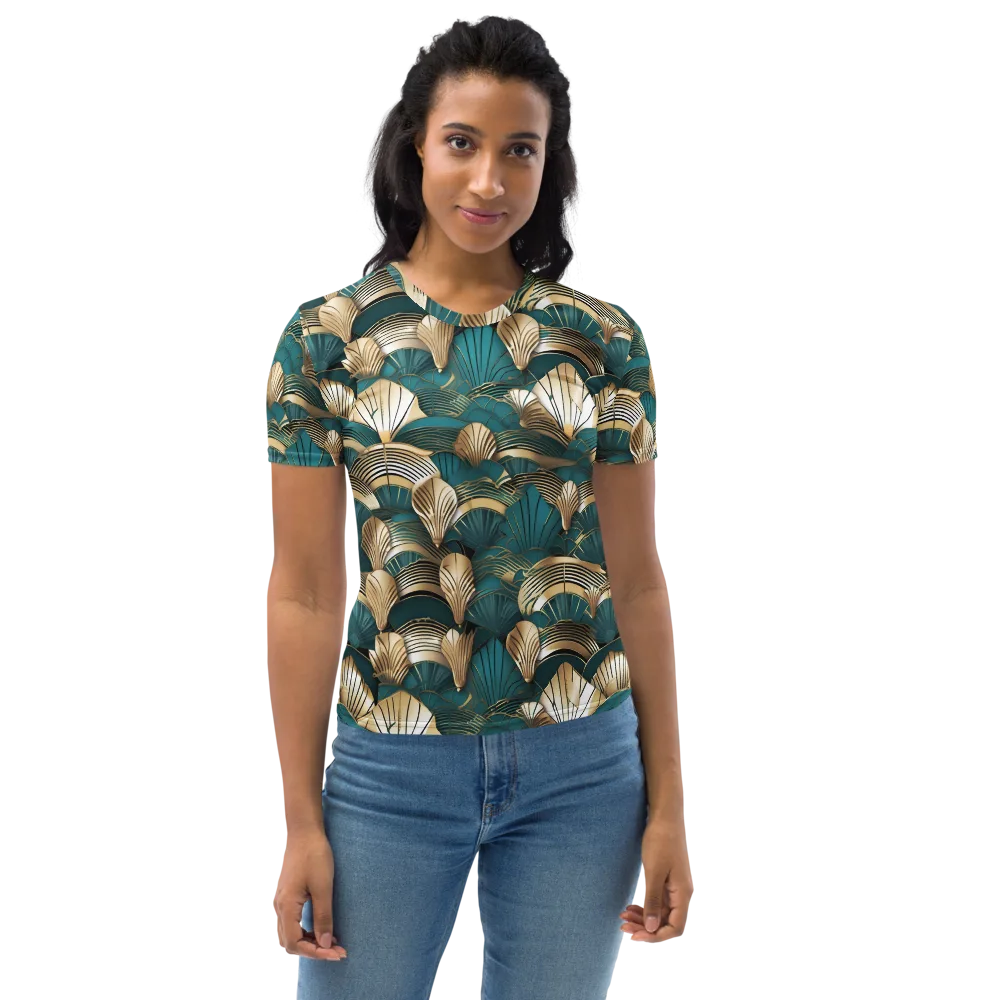 Gilded Fan Deco on Women's Crew Neck T-Shirt — Front