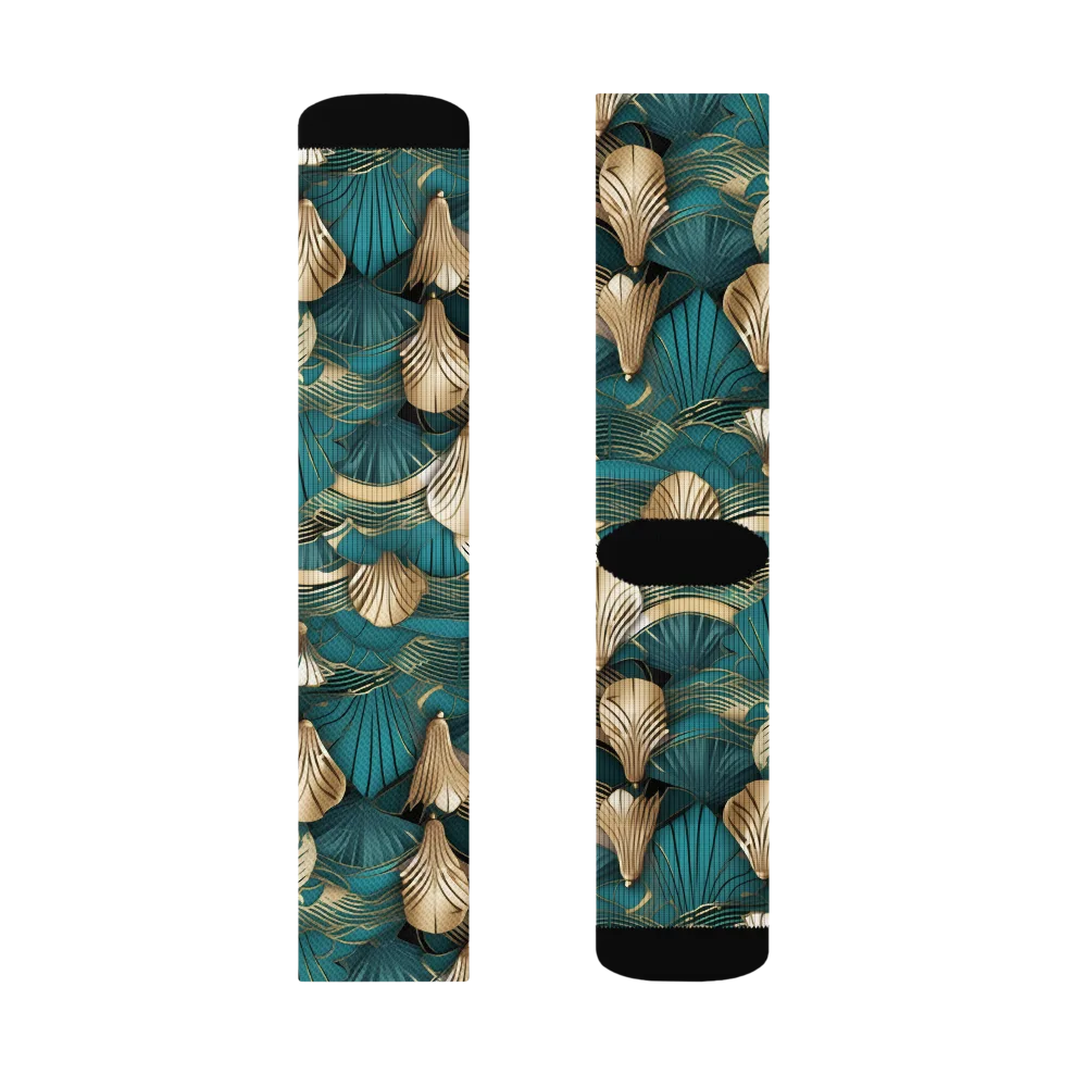 Gilded Fan Deco on Socks — Left Sock