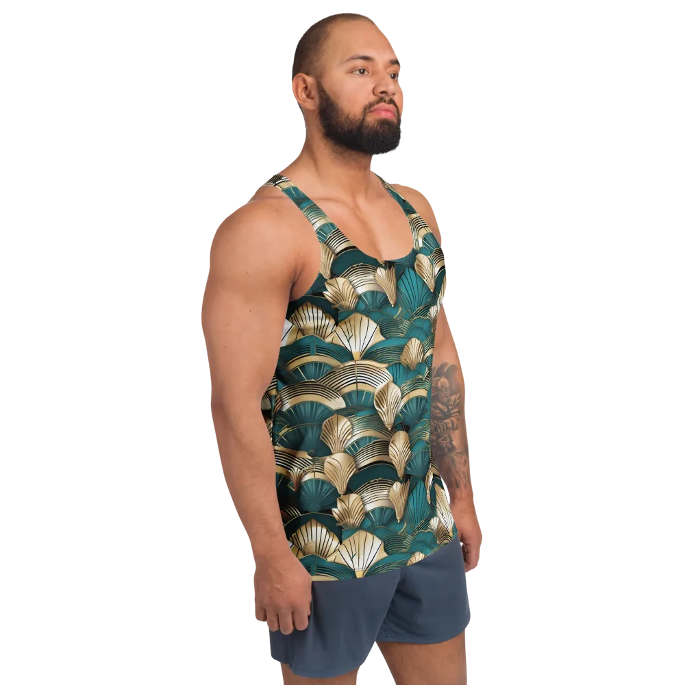 Gilded Fan Deco on Men's Tank Top — Right Front