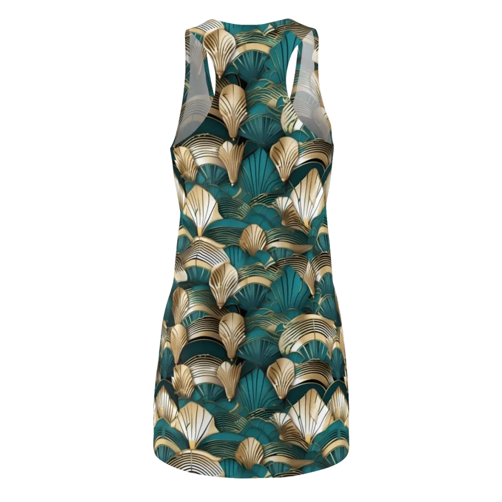 Gilded Fan Deco on Racerback Dress — Back
