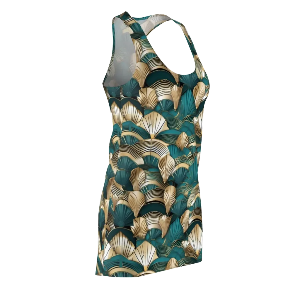 Gilded Fan Deco on Racerback Dress — Front Side