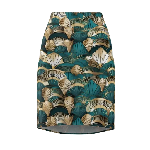 Gilded Fan Deco on a Pencil Skirt