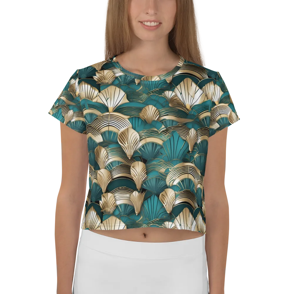 Gilded Fan Deco on Crop Tee — Front