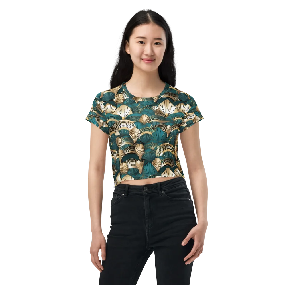 Gilded Fan Deco on Crop Tee — Front