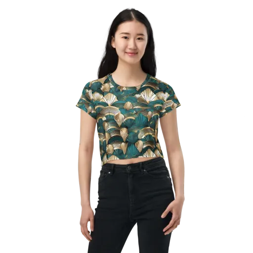 Gilded Fan Deco on a Crop Tee
