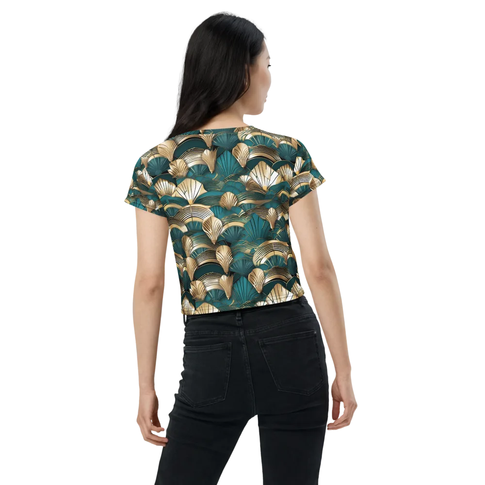 Gilded Fan Deco on Crop Tee — Back