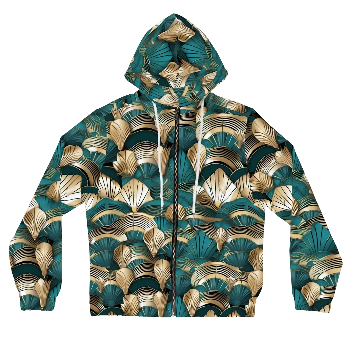 Gilded Fan Deco on Women's Full-Zip Hoodie — Front