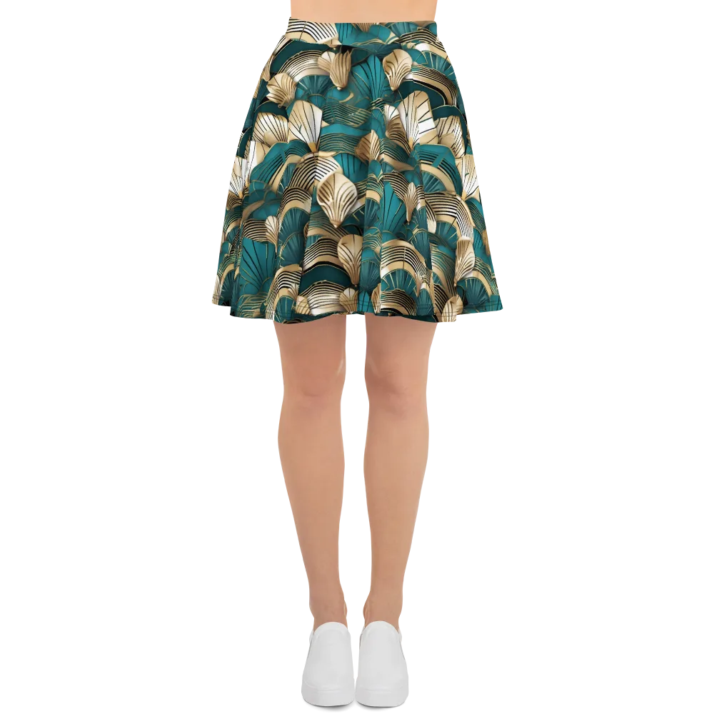 Gilded Fan Deco on Skater Skirt — Front