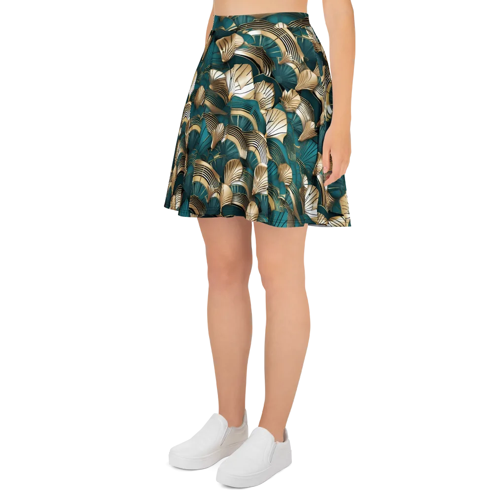 Gilded Fan Deco on Skater Skirt — Left
