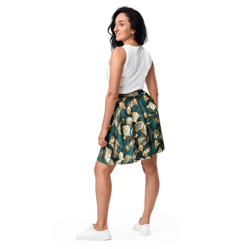 Gilded Fan Deco on Skater Skirt — Back