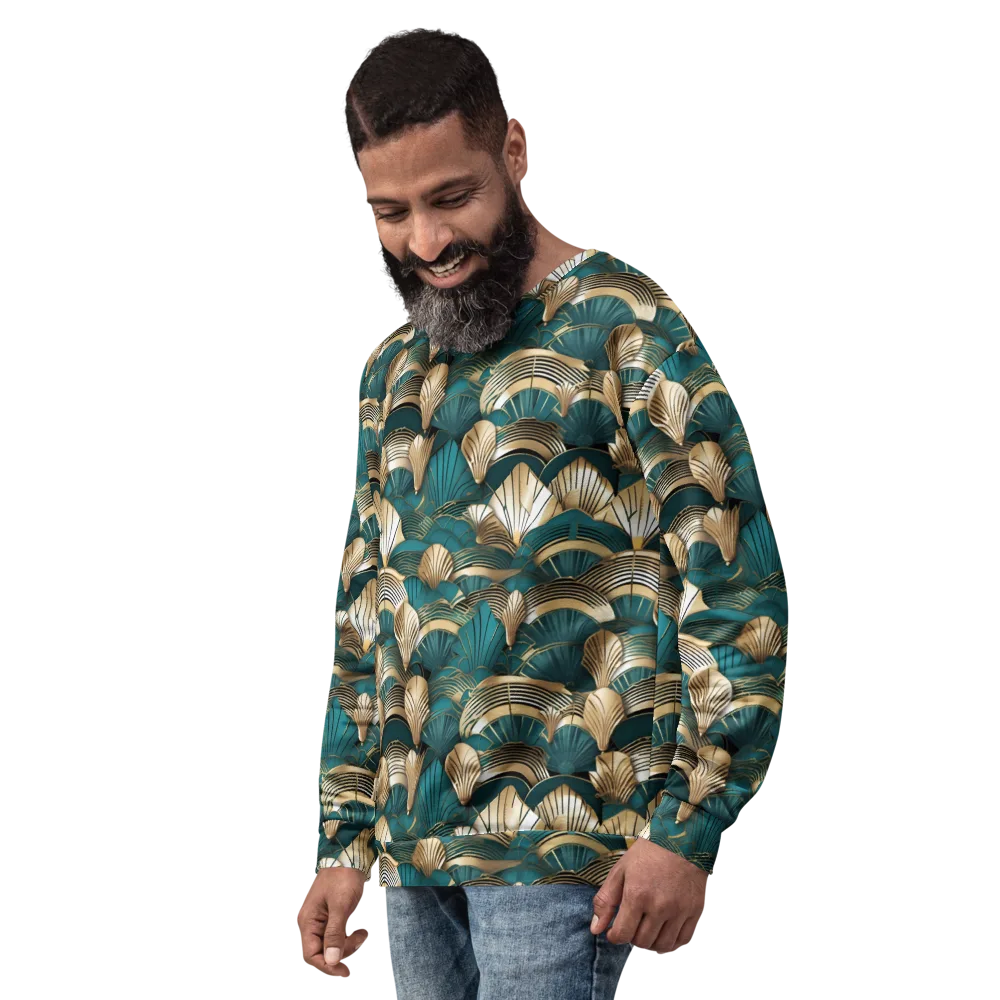Gilded Fan Deco on Sweatshirt — Left Front